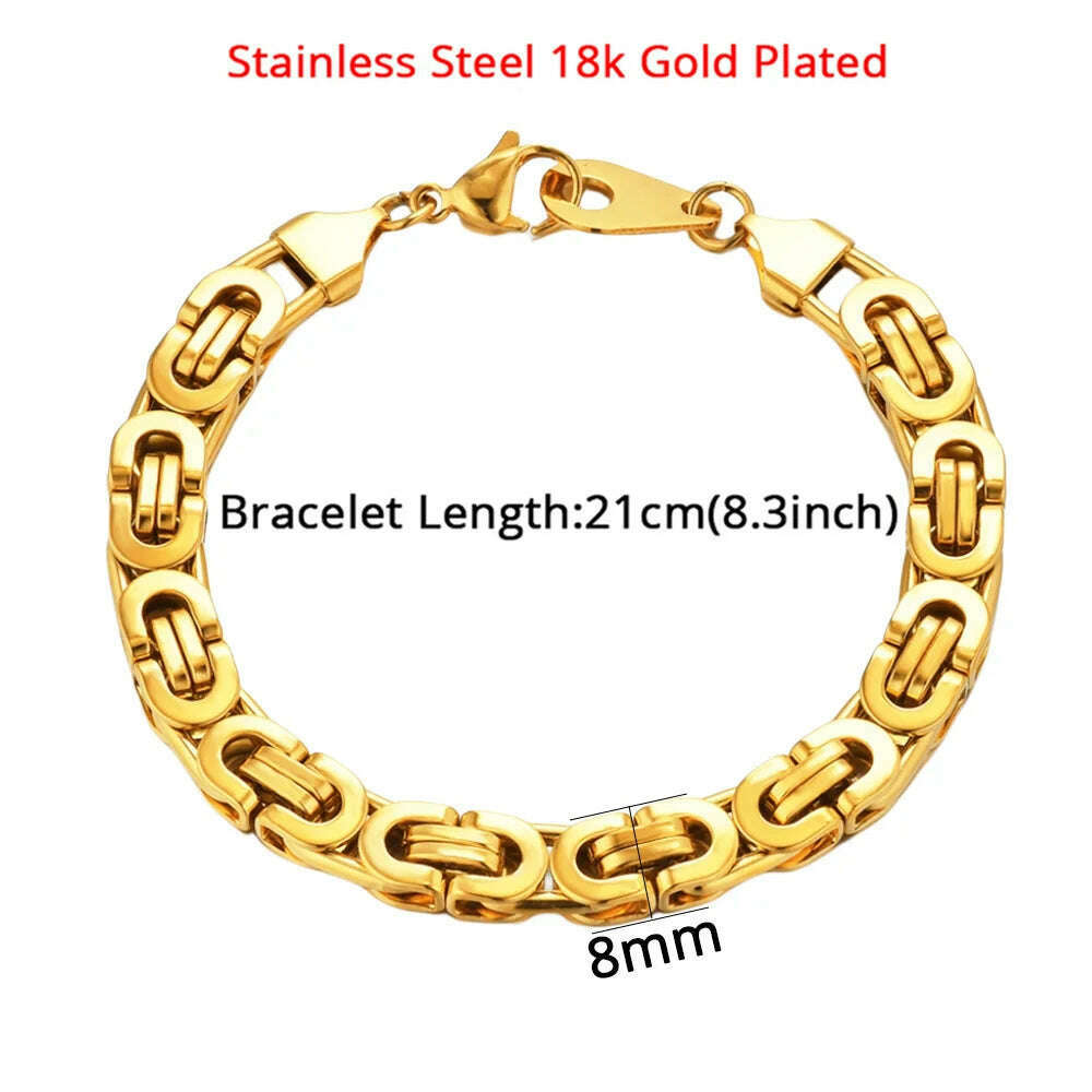 KIMLUD, Mens 316L Stainless Steel Male Bracelet Wholesale Braslet Gold Silver Color Braclet Chunky Cuban Chain Link Bracelet For Man, KIMLUD Womens Clothes
