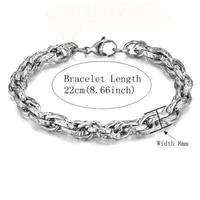 KIMLUD, Mens 316L Stainless Steel Male Bracelet Wholesale Braslet Gold Silver Color Braclet Chunky Cuban Chain Link Bracelet For Man, SL690S / CHINA, KIMLUD APPAREL - Womens Clothes