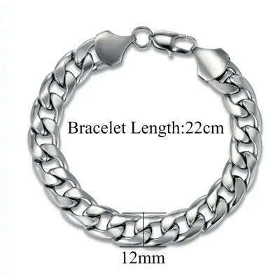 KIMLUD, Mens 316L Stainless Steel Male Bracelet Wholesale Braslet Gold Silver Color Braclet Chunky Cuban Chain Link Bracelet For Man, SL249S / CHINA, KIMLUD APPAREL - Womens Clothes