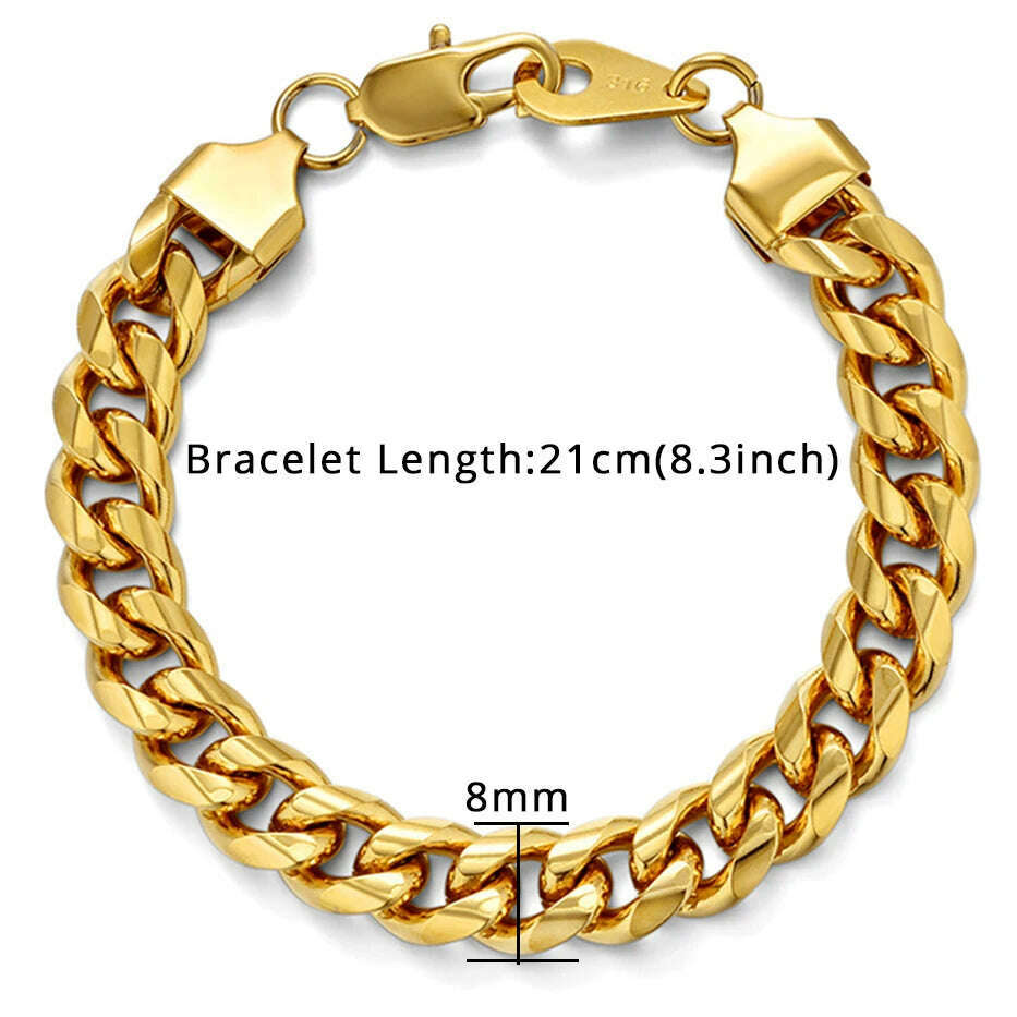 KIMLUD, Mens 316L Stainless Steel Male Bracelet Wholesale Braslet Gold Silver Color Braclet Chunky Cuban Chain Link Bracelet For Man, SL1306G / CHINA, KIMLUD APPAREL - Womens Clothes