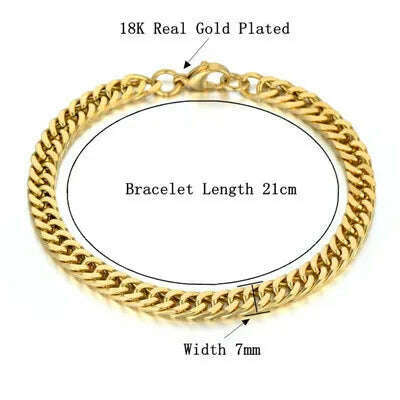 KIMLUD, Mens 316L Stainless Steel Male Bracelet Wholesale Braslet Gold Silver Color Braclet Chunky Cuban Chain Link Bracelet For Man, SL502G21 / CHINA, KIMLUD APPAREL - Womens Clothes