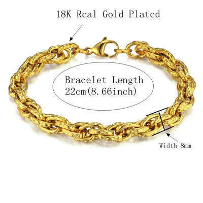 KIMLUD, Mens 316L Stainless Steel Male Bracelet Wholesale Braslet Gold Silver Color Braclet Chunky Cuban Chain Link Bracelet For Man, SL690G / CHINA, KIMLUD APPAREL - Womens Clothes