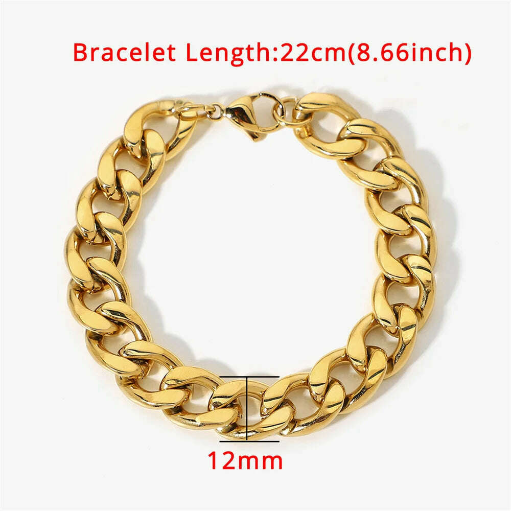KIMLUD, Mens 316L Stainless Steel Male Bracelet Wholesale Braslet Gold Silver Color Braclet Chunky Cuban Chain Link Bracelet For Man, SL249G / CHINA, KIMLUD APPAREL - Womens Clothes