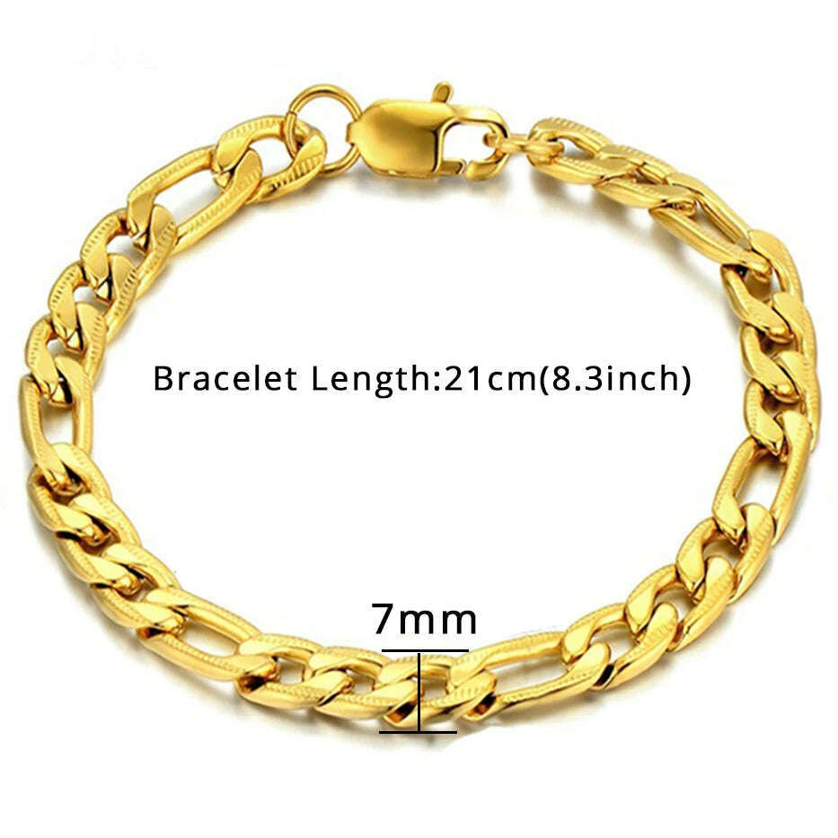 KIMLUD, Mens 316L Stainless Steel Male Bracelet Wholesale Braslet Gold Silver Color Braclet Chunky Cuban Chain Link Bracelet For Man, SL581G / CHINA, KIMLUD APPAREL - Womens Clothes