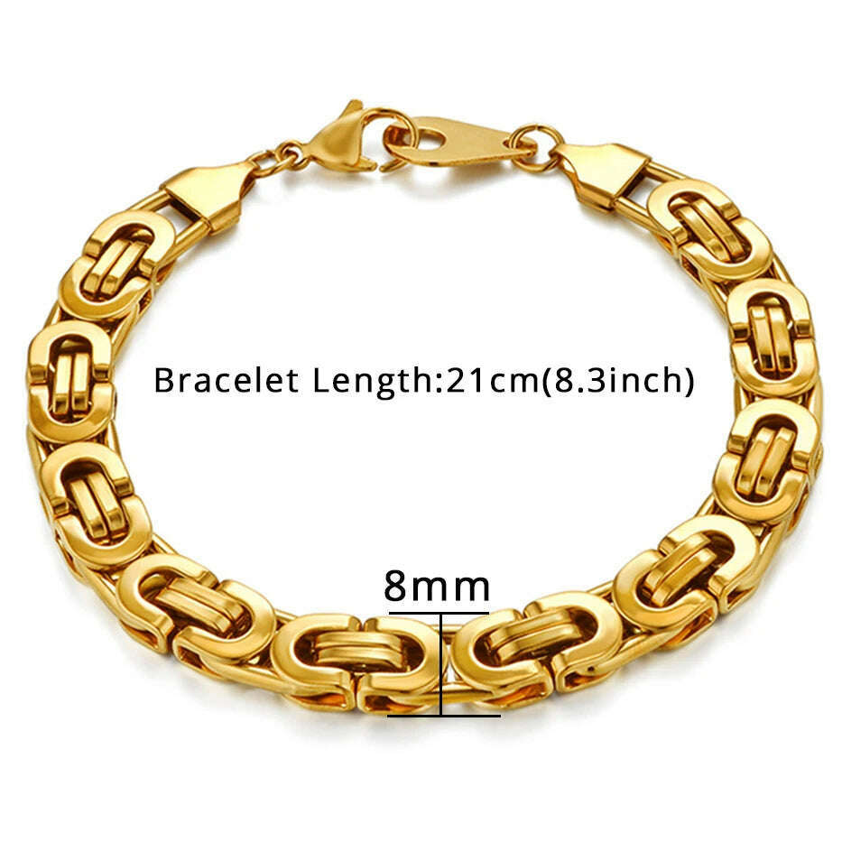 KIMLUD, Mens 316L Stainless Steel Male Bracelet Wholesale Braslet Gold Silver Color Braclet Chunky Cuban Chain Link Bracelet For Man, SL1333 / CHINA, KIMLUD APPAREL - Womens Clothes