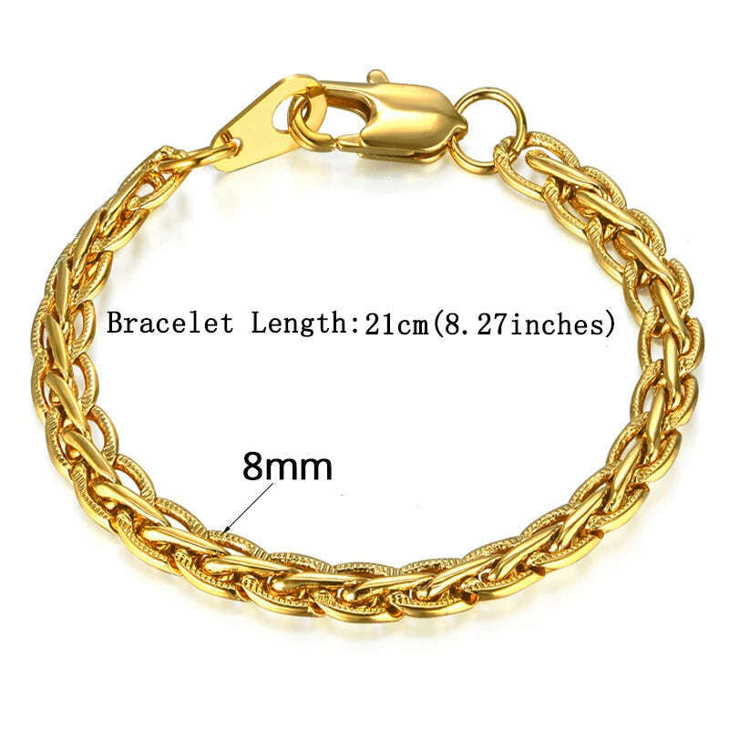 KIMLUD, Mens 316L Stainless Steel Male Bracelet Wholesale Braslet Gold Silver Color Braclet Chunky Cuban Chain Link Bracelet For Man, SL850G21 / CHINA, KIMLUD APPAREL - Womens Clothes