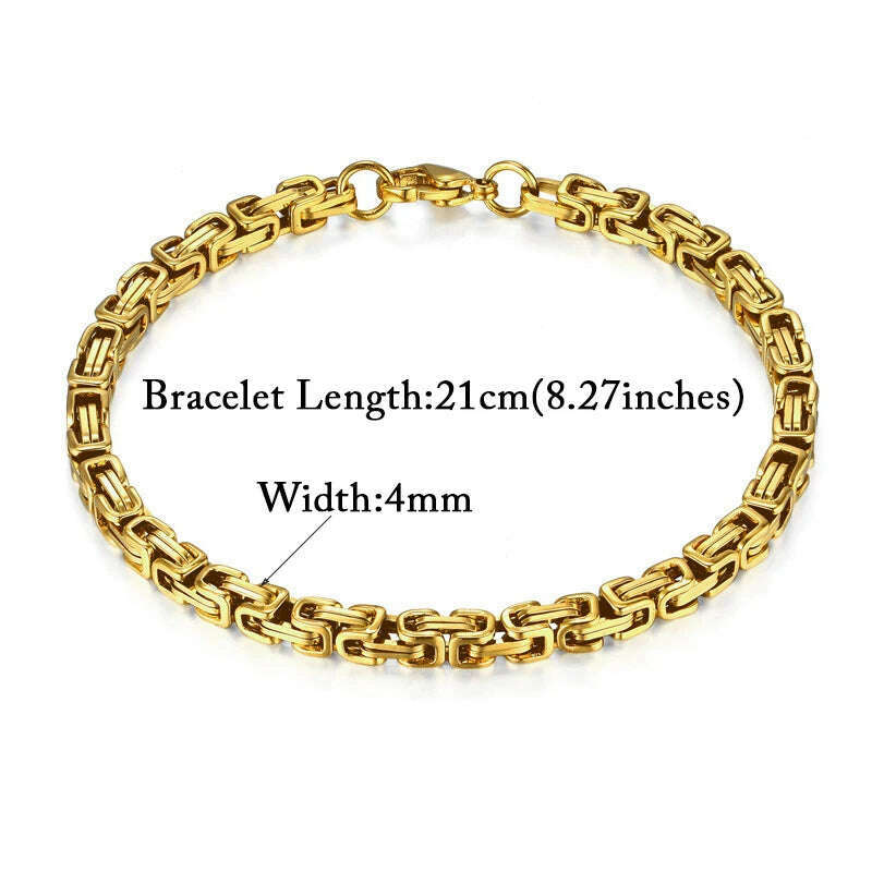 KIMLUD, Mens 316L Stainless Steel Male Bracelet Wholesale Braslet Gold Silver Color Braclet Chunky Cuban Chain Link Bracelet For Man, SL852G / CHINA, KIMLUD APPAREL - Womens Clothes