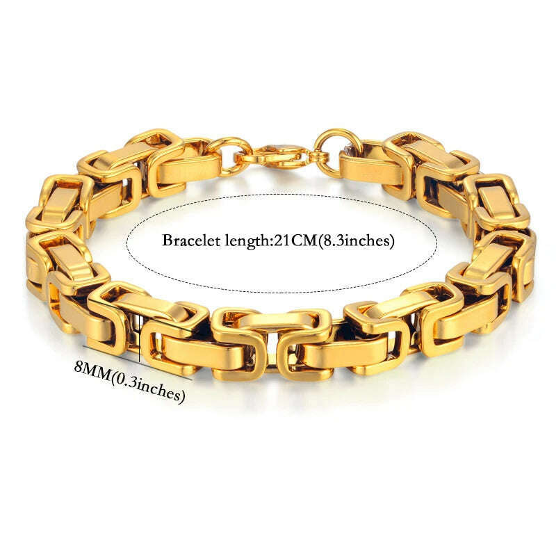 KIMLUD, Mens 316L Stainless Steel Male Bracelet Wholesale Braslet Gold Silver Color Braclet Chunky Cuban Chain Link Bracelet For Man, SL826G / CHINA, KIMLUD APPAREL - Womens Clothes