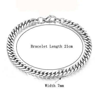 KIMLUD, Mens 316L Stainless Steel Male Bracelet Wholesale Braslet Gold Silver Color Braclet Chunky Cuban Chain Link Bracelet For Man, SL502S21 / CHINA, KIMLUD APPAREL - Womens Clothes