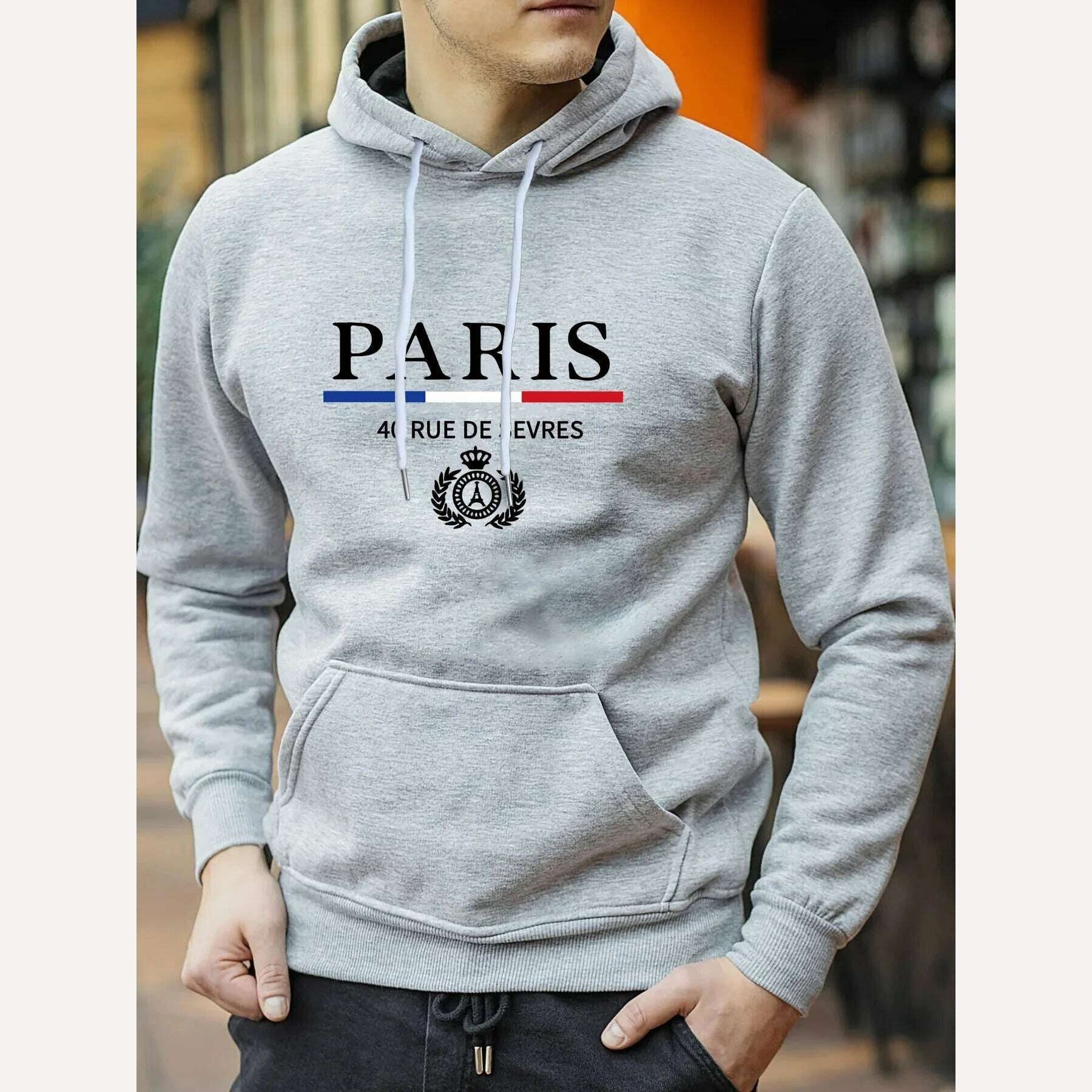 KIMLUD, Men's Autumn Winter Hooded Fashion Sweater Tshirt Tops, A-PARIS-hui / M, KIMLUD APPAREL - Womens Clothes