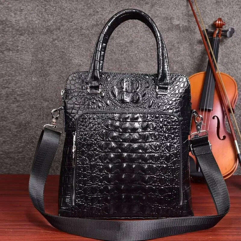 KIMLUD, Men's Business Bag Genuine Leather Crossbody Bag Cowhide Messenger Bag Crocodile Sling Shoulder Bag Briefcase, KIMLUD Womens Clothes