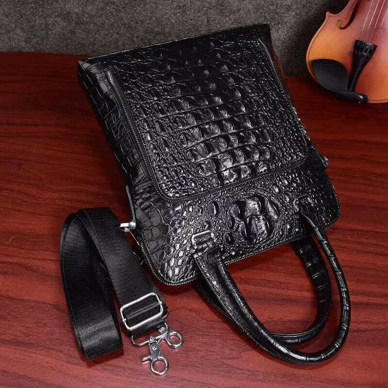 KIMLUD, Men's Business Bag Genuine Leather Crossbody Bag Cowhide Messenger Bag Crocodile Sling Shoulder Bag Briefcase, KIMLUD Womens Clothes