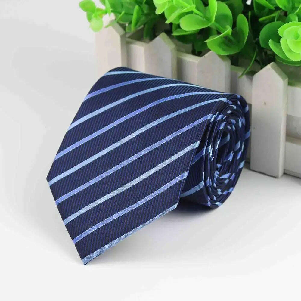 Mens Business Tie Formal Striped Dot Jacquard Wedding Necktie 8CM Classic Corbata Neckwear Gravata - KIMLUD