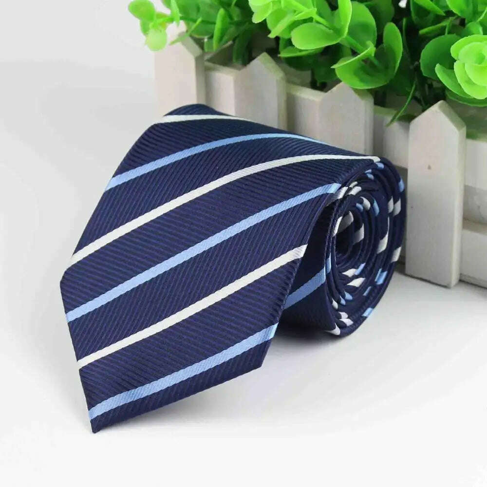 Mens Business Tie Formal Striped Dot Jacquard Wedding Necktie 8CM Classic Corbata Neckwear Gravata - KIMLUD