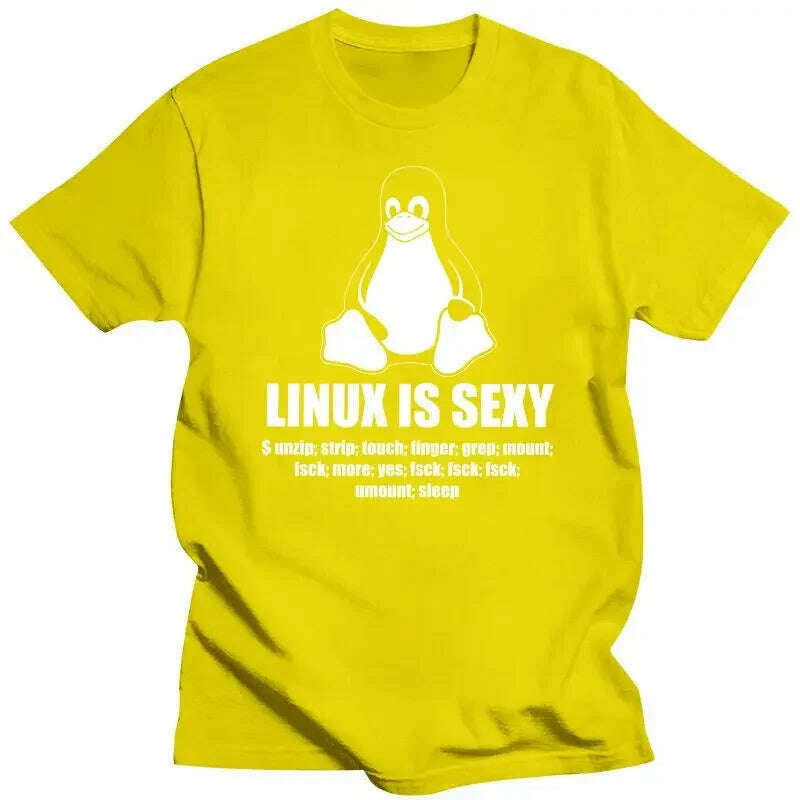 KIMLUD, Mens Clothing Novelty Linux Root SUDO Unix Shell Sexy Fun Tshirt Men Short Sleeve Programmer Programming Coding Coder T Shirt Co, yellowMen / XXS, KIMLUD APPAREL - Womens Clothes