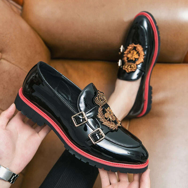 Men's Gentlemen's Dress Shoes Comfortable Luxury Embroidered Loafers 2023 Italian Style Men's Casual Shoes Large Size 38-48 - KIMLUD