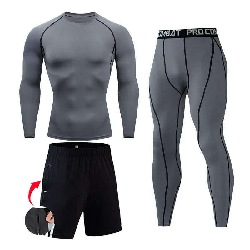 KIMLUD, Men's Gym Clothing Short Running Man Compression tights perspiration Track suit Gym Man black T shirt Sport Pants S-XXXXL, KIMLUD Womens ClothesKIMLUD, Men's Gym Clothing Short Running Man Compression tights perspiration Track suit Gym Man black T shirt Sport Pants S-XXXXL, gray / S, KIMLUD APPAREL - Womens Clothes