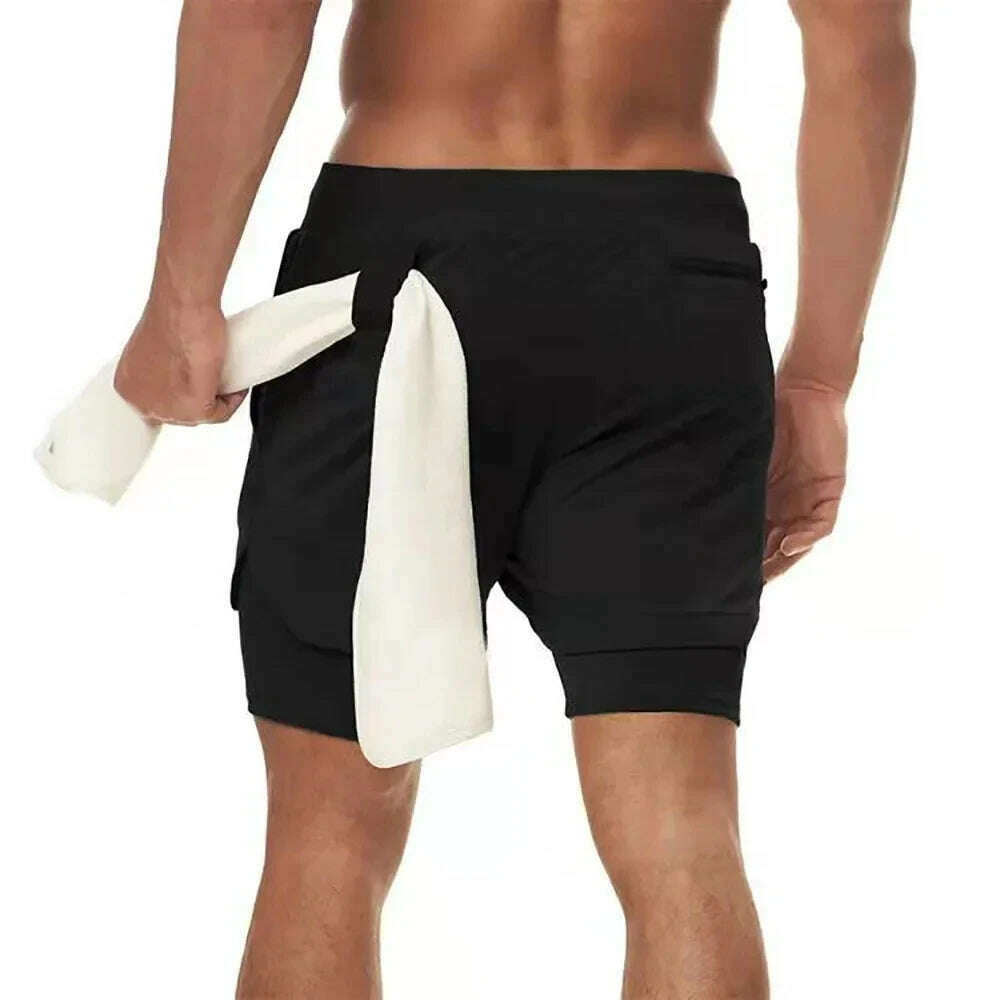 Men's Gym Performance Shorts 2 In 1 Running Quick-Drying Jogging Short Pants Workout Sportswear Yoga Basketball Shorts - KIMLUD