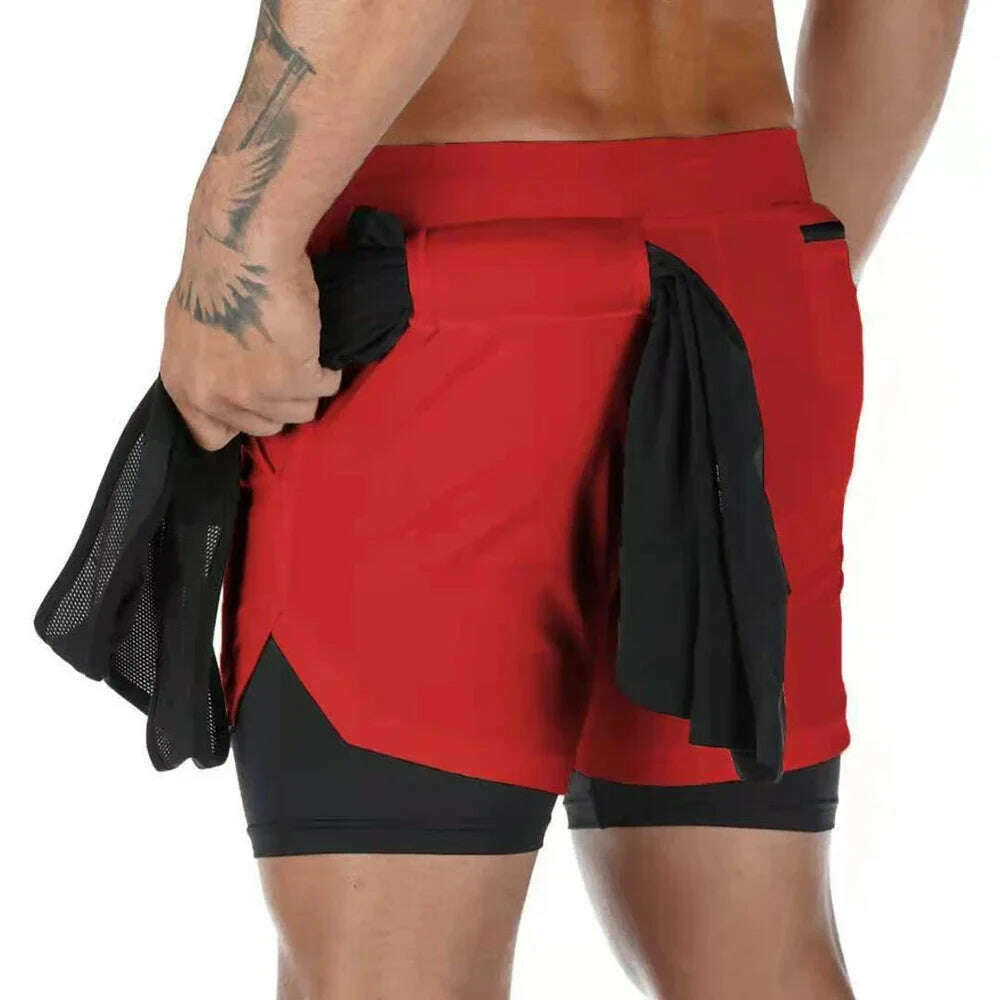 Men's Gym Performance Shorts 2 In 1 Running Quick-Drying Jogging Short Pants Workout Sportswear Yoga Basketball Shorts - KIMLUD