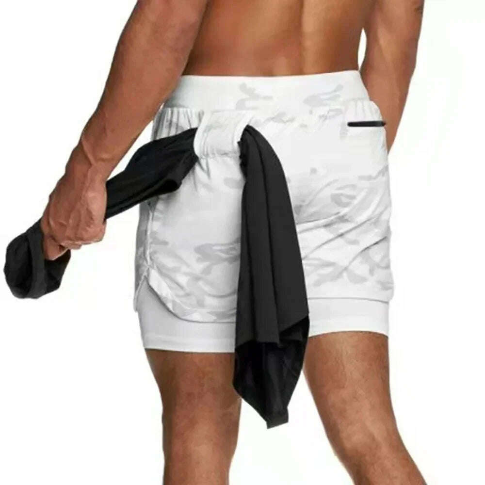 Men's Gym Performance Shorts 2 In 1 Running Quick-Drying Jogging Short Pants Workout Sportswear Yoga Basketball Shorts - KIMLUD