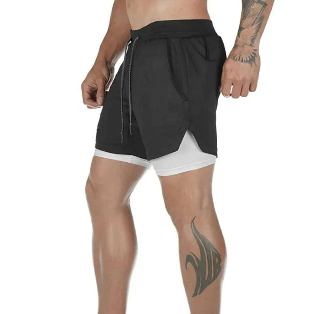 Men's Gym Performance Shorts 2 In 1 Running Quick-Drying Jogging Short Pants Workout Sportswear Yoga Basketball Shorts - KIMLUD