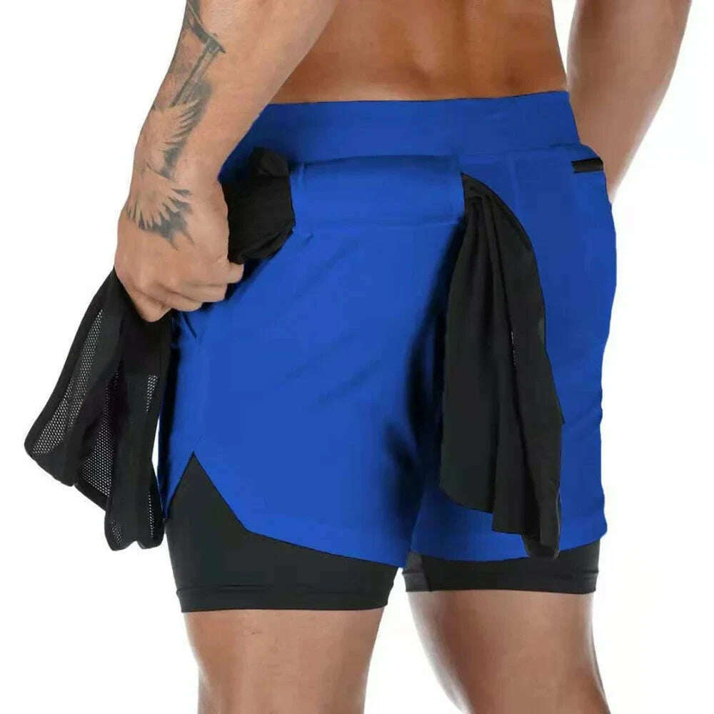 Men's Gym Performance Shorts 2 In 1 Running Quick-Drying Jogging Short Pants Workout Sportswear Yoga Basketball Shorts - KIMLUD