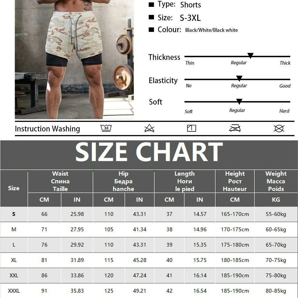 Men's Gym Performance Shorts 2 In 1 Running Quick-Drying Jogging Short Pants Workout Sportswear Yoga Basketball Shorts - KIMLUD