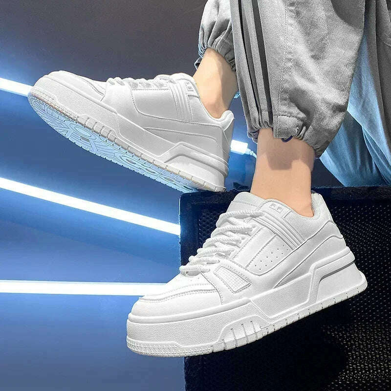 Men's Luxury Sneakers White Leather Casual Shoes Comfortable Running Shoes for Men Luxury Platform Sport Shoes Zapatillas Hombre - KIMLUD