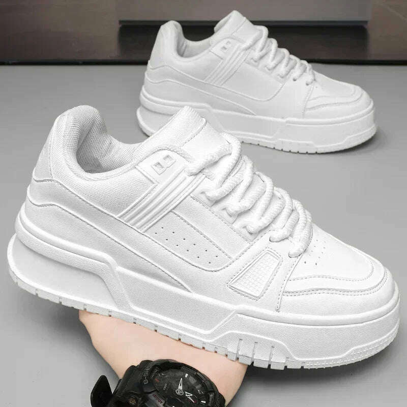 Men's Luxury Sneakers White Leather Casual Shoes Comfortable Running Shoes for Men Luxury Platform Sport Shoes Zapatillas Hombre - KIMLUD