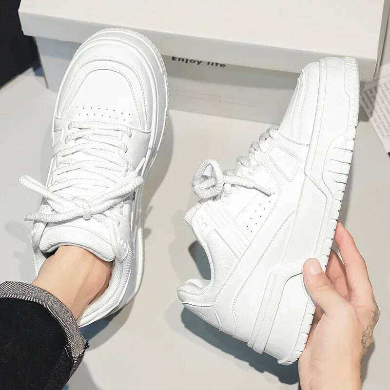 Men's Luxury Sneakers White Leather Casual Shoes Comfortable Running Shoes for Men Luxury Platform Sport Shoes Zapatillas Hombre - KIMLUD