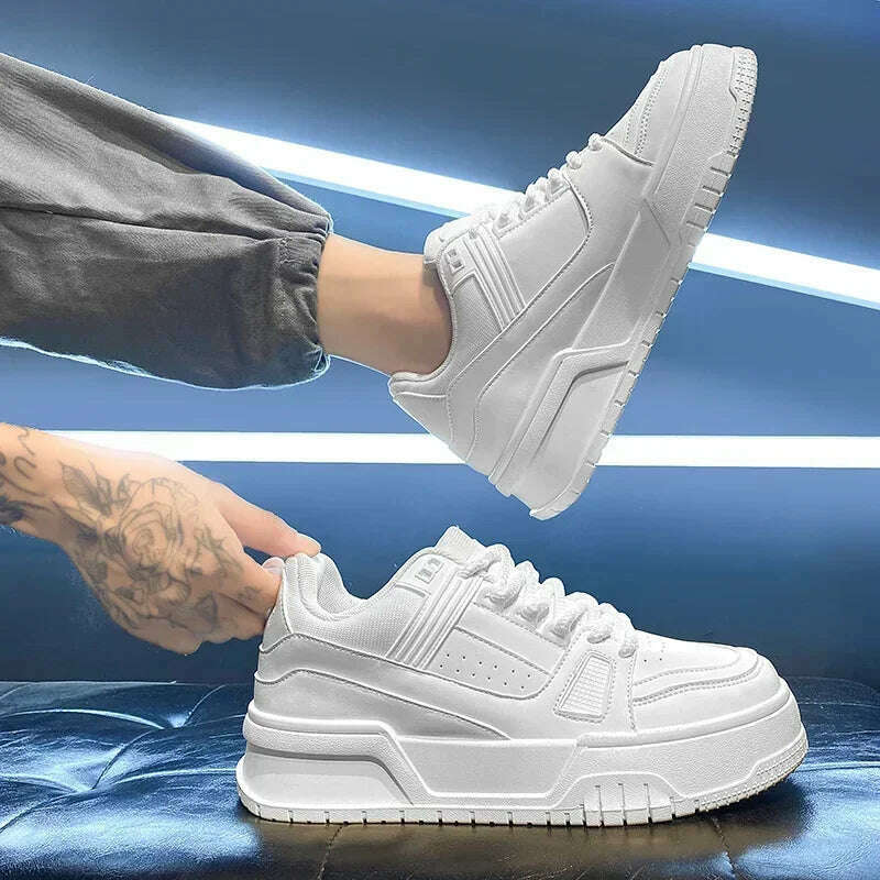 Men's Luxury Sneakers White Leather Casual Shoes Comfortable Running Shoes for Men Luxury Platform Sport Shoes Zapatillas Hombre - KIMLUD