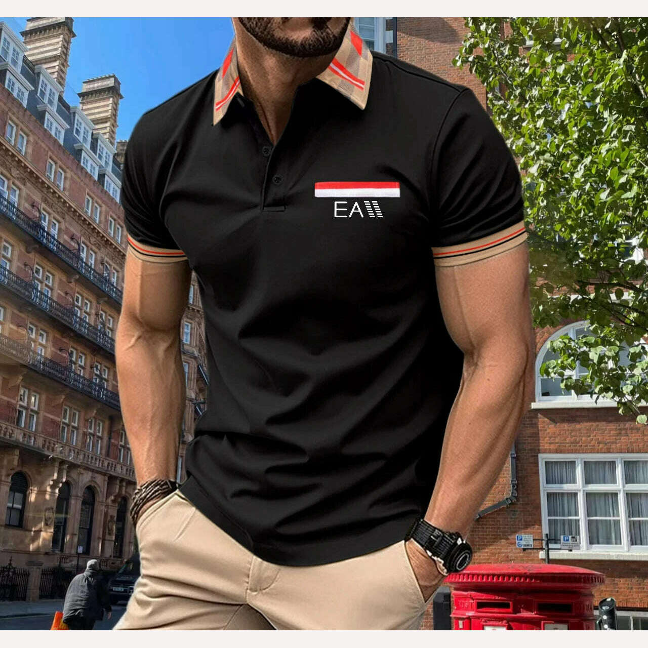KIMLUD, Men's New T-shirt Shirt Simple and Versatile Shopping Leisure Men's Summer Polo Shirt Button Print s-3XL Men's Top, k-1 / XXXL 185cm, KIMLUD APPAREL - Womens Clothes