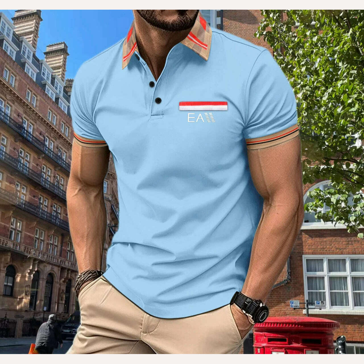 KIMLUD, Men's New T-shirt Shirt Simple and Versatile Shopping Leisure Men's Summer Polo Shirt Button Print s-3XL Men's Top, k-2 / L 170cm, KIMLUD APPAREL - Womens Clothes