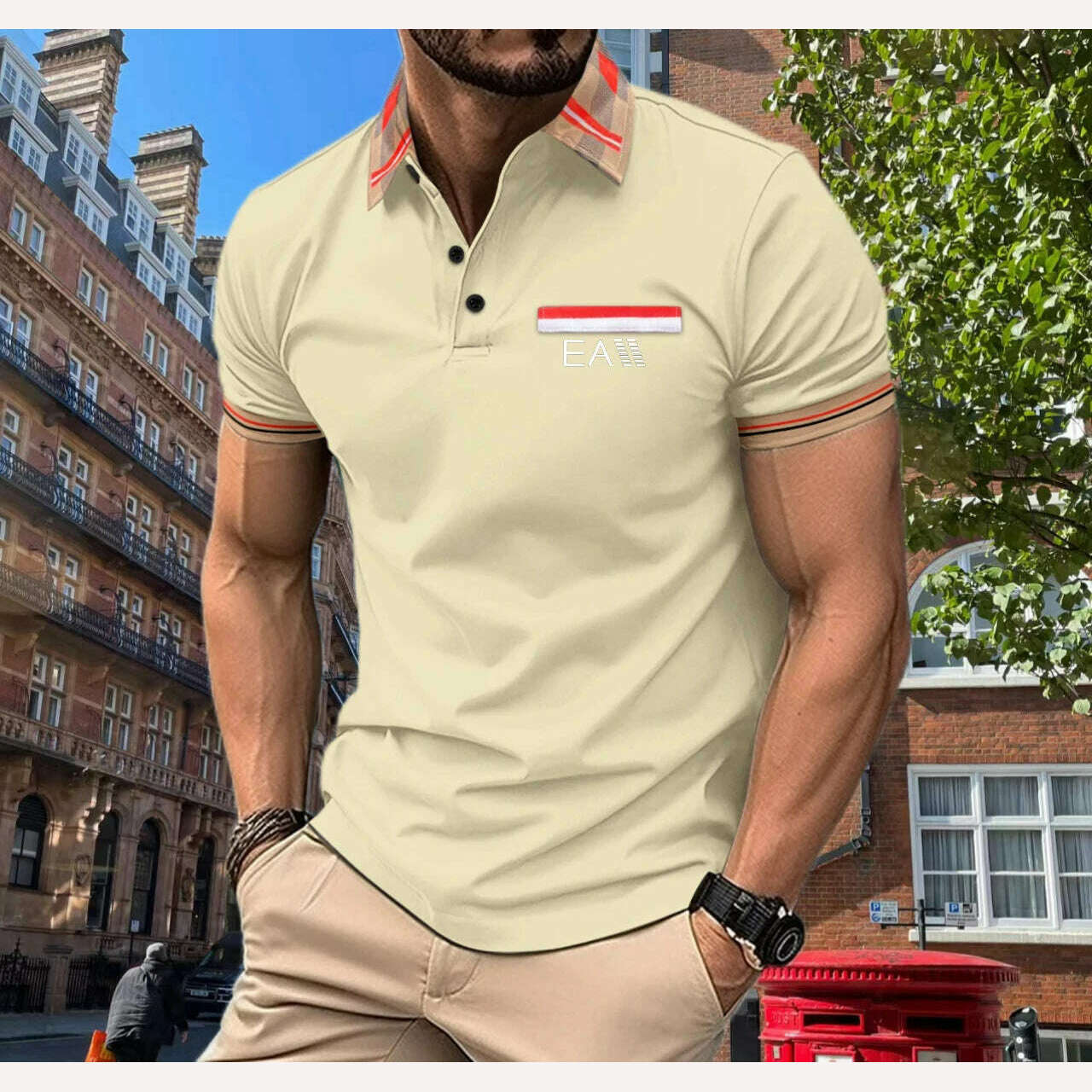 KIMLUD, Men's New T-shirt Shirt Simple and Versatile Shopping Leisure Men's Summer Polo Shirt Button Print s-3XL Men's Top, k-4 / XXXL 185cm, KIMLUD APPAREL - Womens Clothes