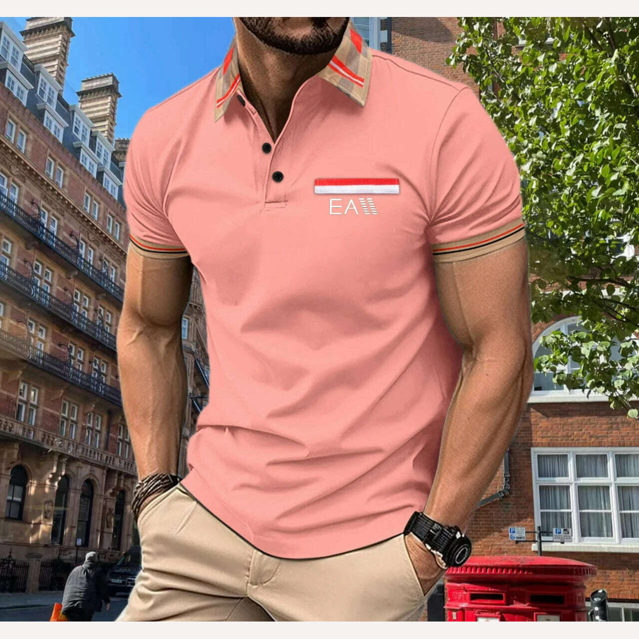 KIMLUD, Men's New T-shirt Shirt Simple and Versatile Shopping Leisure Men's Summer Polo Shirt Button Print s-3XL Men's Top, k-3 / XXXL 185cm, KIMLUD APPAREL - Womens Clothes