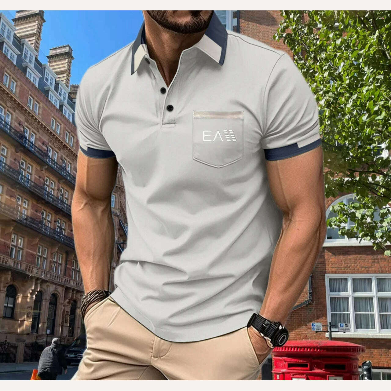 KIMLUD, Men's New T-shirt Shirt Simple and Versatile Shopping Leisure Men's Summer Polo Shirt Button Print s-3XL Men's Top, k-7 / XXXL 185cm, KIMLUD APPAREL - Womens Clothes