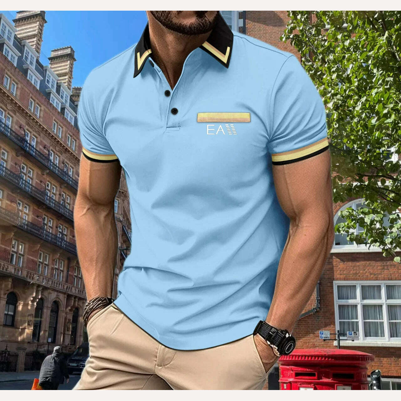 KIMLUD, Men's New T-shirt Shirt Simple and Versatile Shopping Leisure Men's Summer Polo Shirt Button Print s-3XL Men's Top, k-12 / XXL 180cm, KIMLUD APPAREL - Womens Clothes
