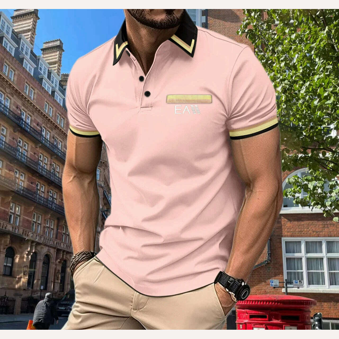 KIMLUD, Men's New T-shirt Shirt Simple and Versatile Shopping Leisure Men's Summer Polo Shirt Button Print s-3XL Men's Top, k-13 / S 160cm, KIMLUD APPAREL - Womens Clothes