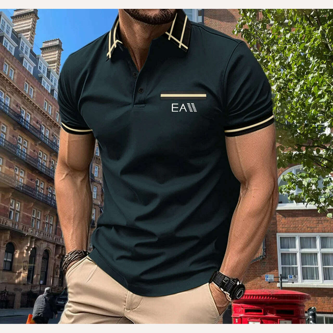 KIMLUD, Men's New T-shirt Shirt Simple and Versatile Shopping Leisure Men's Summer Polo Shirt Button Print s-3XL Men's Top, k-9 / XXXL 185cm, KIMLUD APPAREL - Womens Clothes