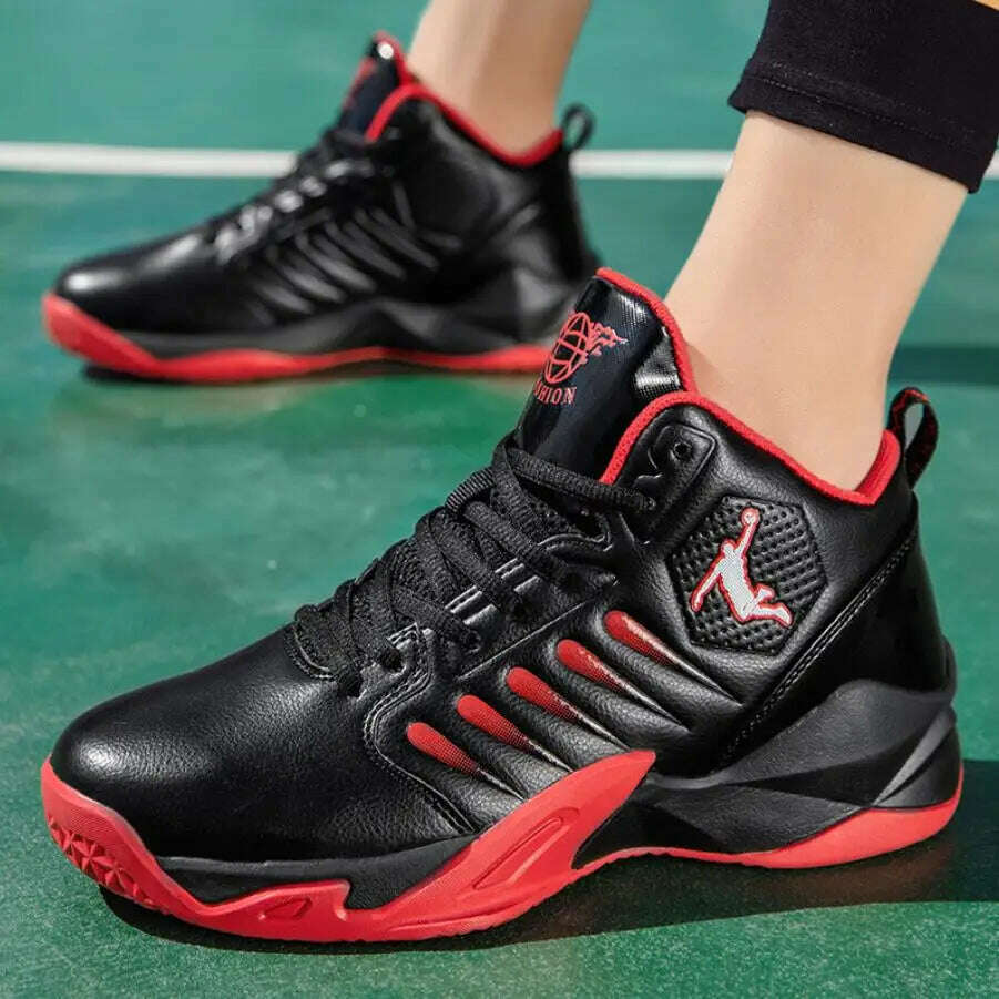 KIMLUD, Men's Running Shoes 2023 Basketball Male Sneakers Couple Mixed Color Breathable Sports Shoes Fitness Trainers Basket Homme, Black red 02 / 38, KIMLUD Womens Clothes