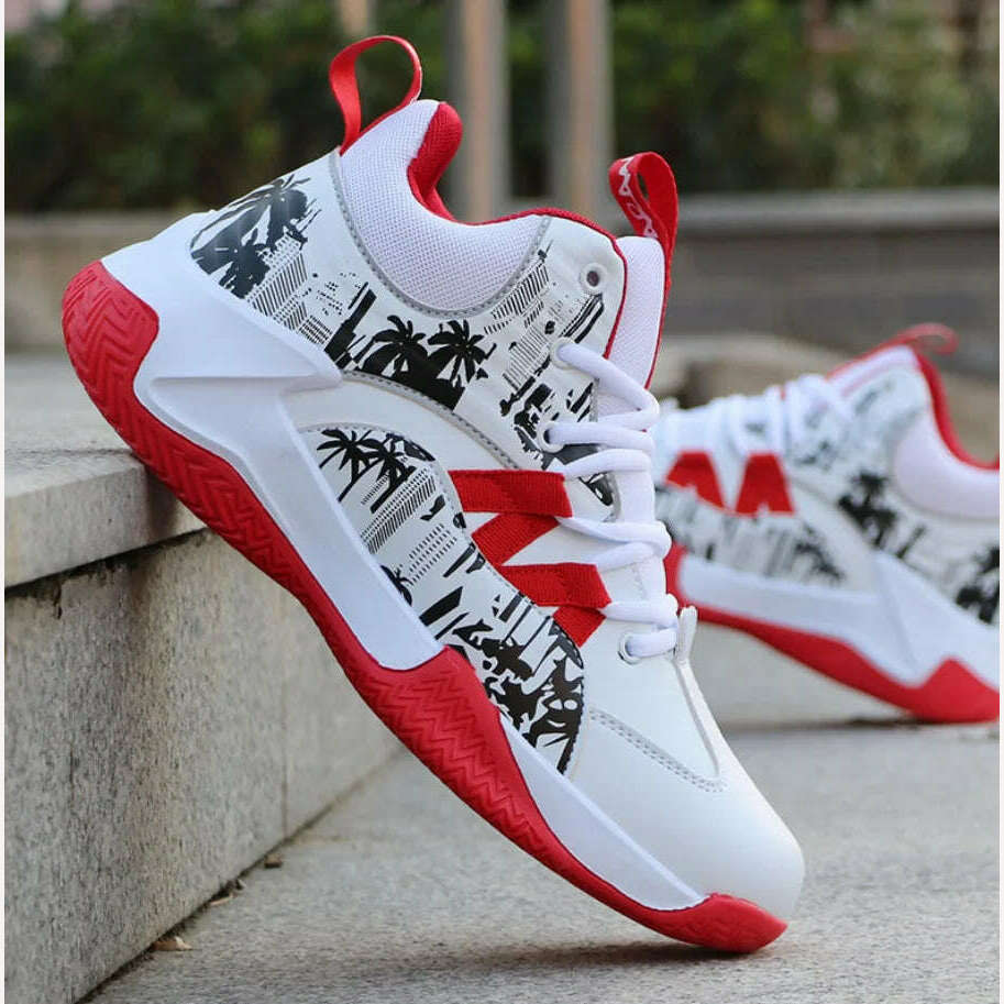 KIMLUD, Men's Running Shoes 2023 Basketball Male Sneakers Couple Mixed Color Breathable Sports Shoes Fitness Trainers Basket Homme, white red 00 / 38, KIMLUD Womens Clothes