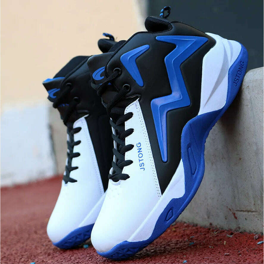 KIMLUD, Men's Running Shoes 2023 Basketball Male Sneakers Couple Mixed Color Breathable Sports Shoes Fitness Trainers Basket Homme, white blue / 38, KIMLUD Womens Clothes