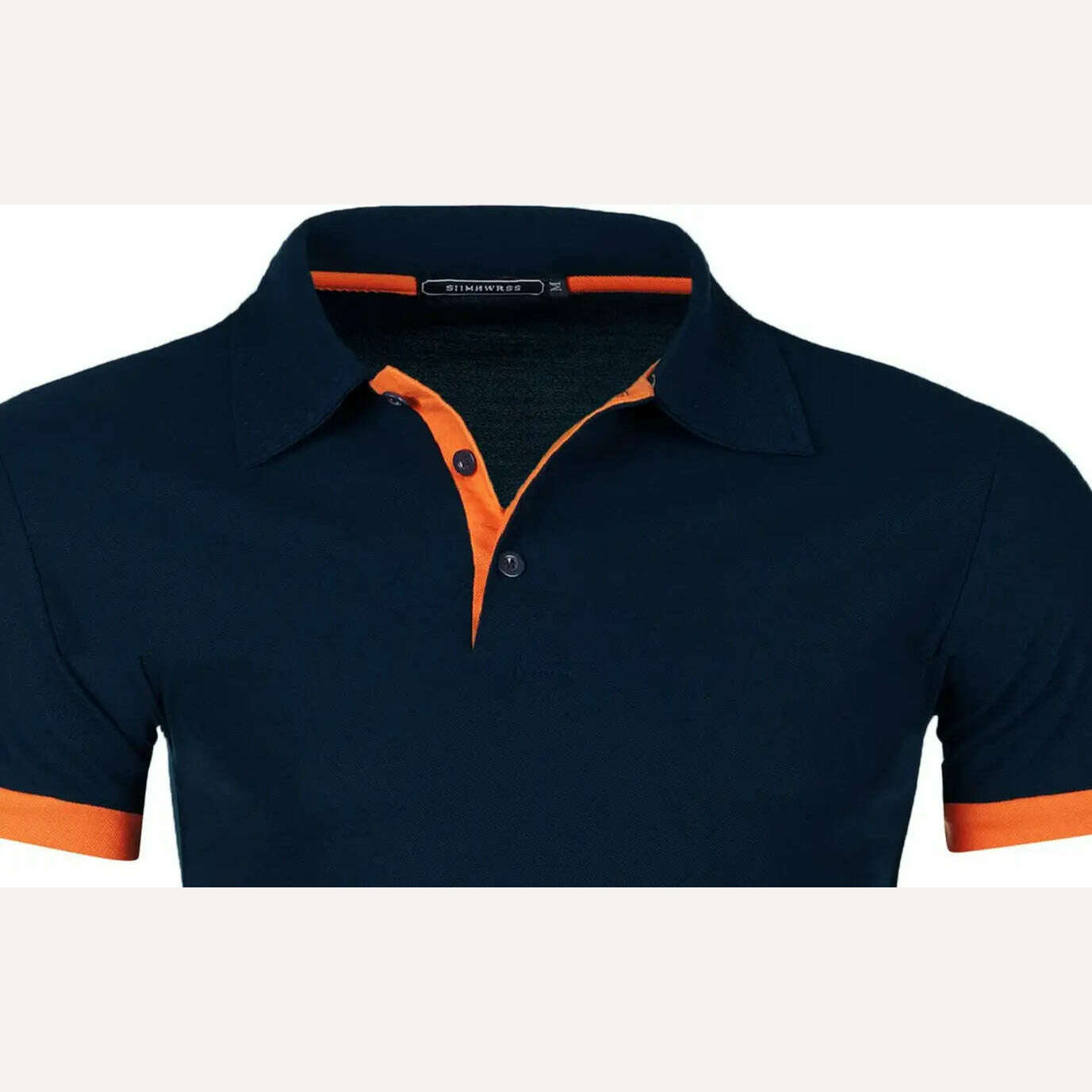 Men's short sleeve color matching fashion with men's lapel short sleeve - KIMLUD