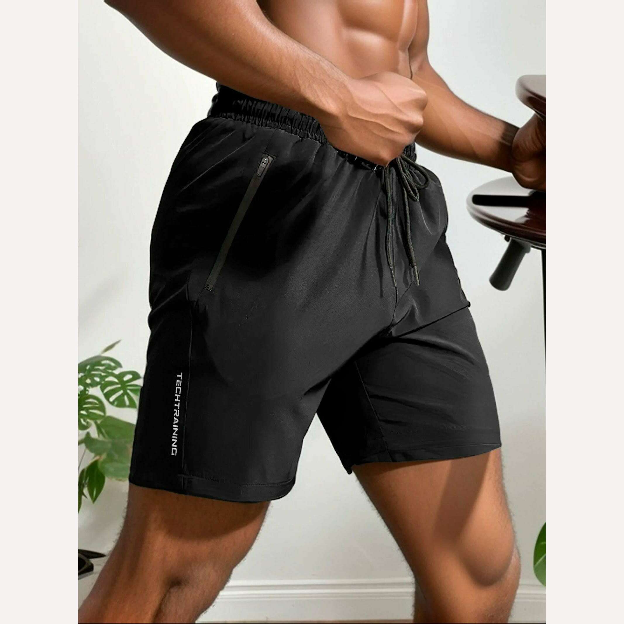 KIMLUD, Men's shorts, sports, fitness, cycling, outdoor hiking shorts, running fast dry, cool, breathable, sweat absorbing, and micro el, Black / S, KIMLUD APPAREL - Womens Clothes