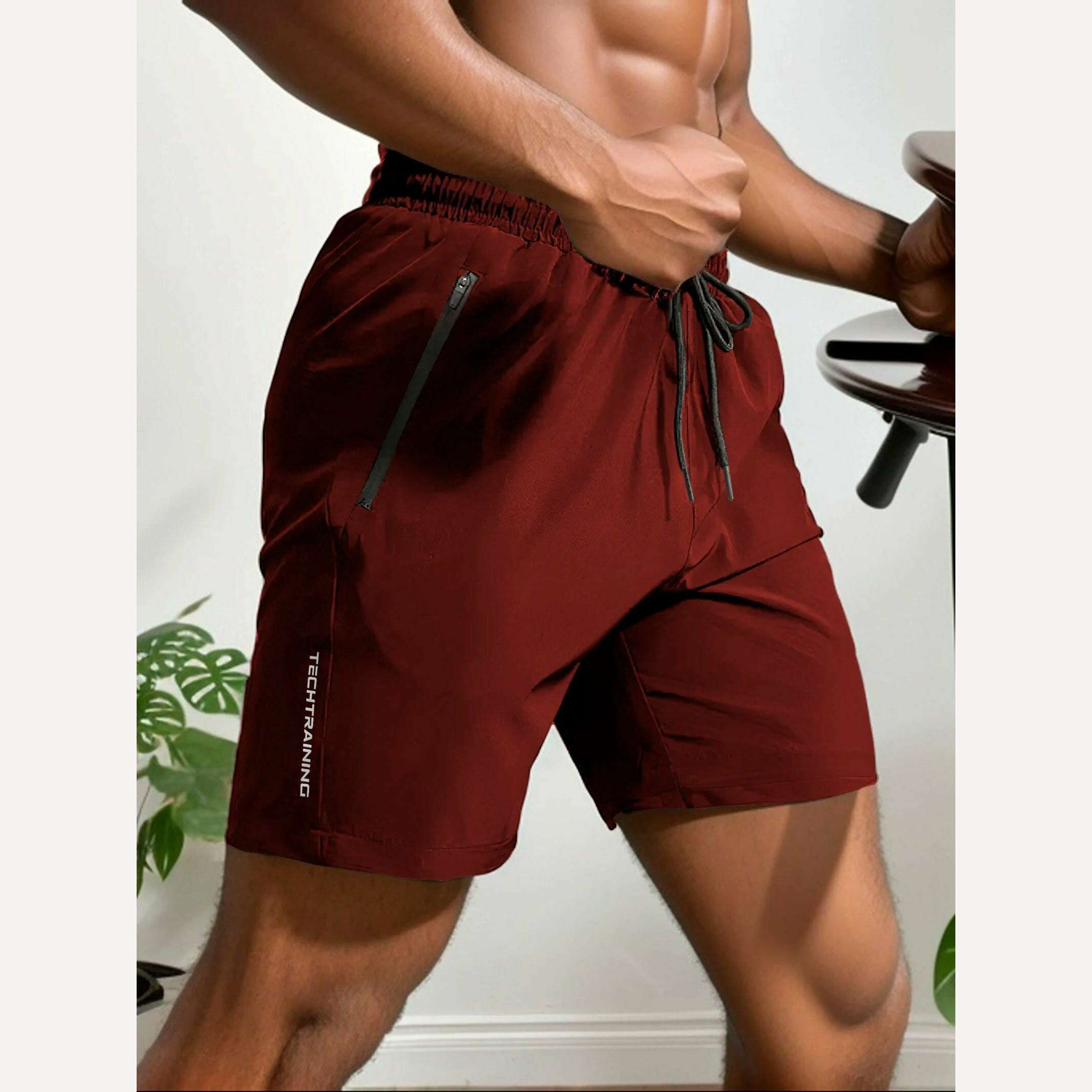 KIMLUD, Men's shorts, sports, fitness, cycling, outdoor hiking shorts, running fast dry, cool, breathable, sweat absorbing, and micro el, Red / M, KIMLUD APPAREL - Womens Clothes
