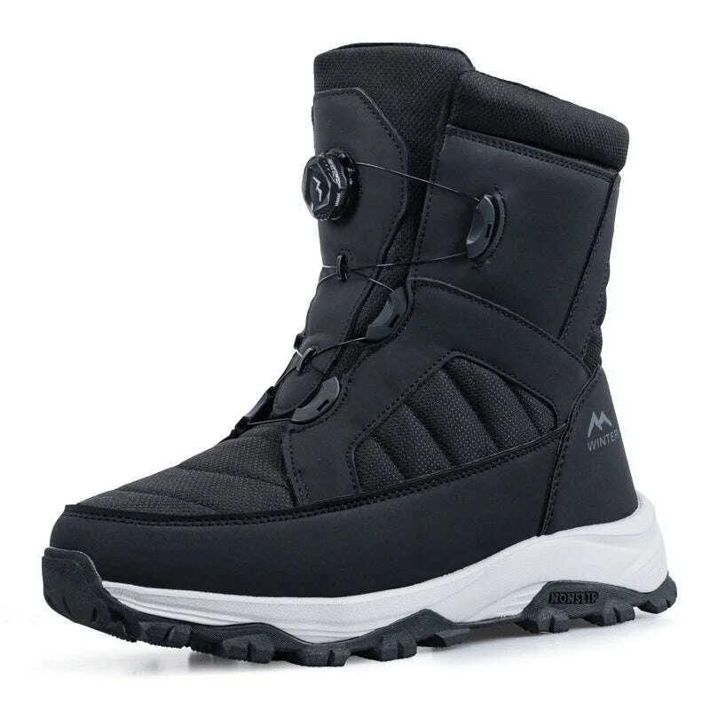 KIMLUD, Men's Snow Boots with Thick Fleece Women Ankle Boots Waterproof and Anti Slip Winter Fashion Travel Big Cotton Shoes Size 36-46, KIMLUD Womens Clothes
