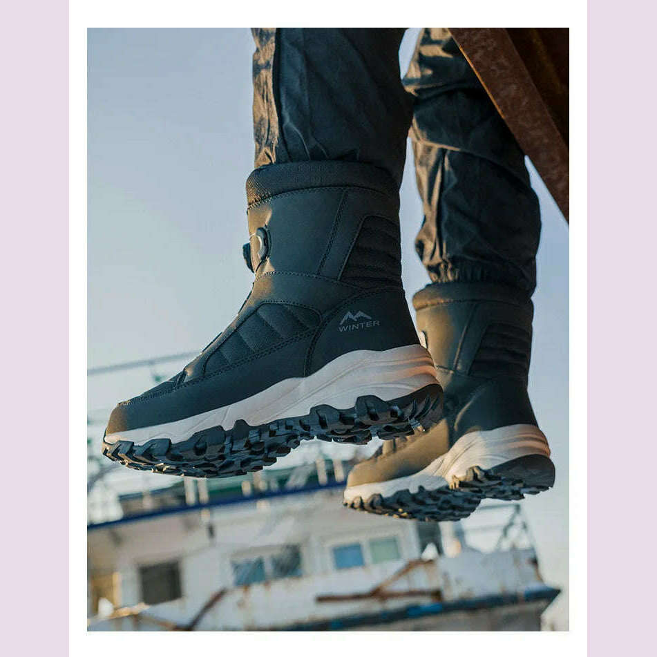 KIMLUD, Men's Snow Boots with Thick Fleece Women Ankle Boots Waterproof and Anti Slip Winter Fashion Travel Big Cotton Shoes Size 36-46, KIMLUD Womens Clothes