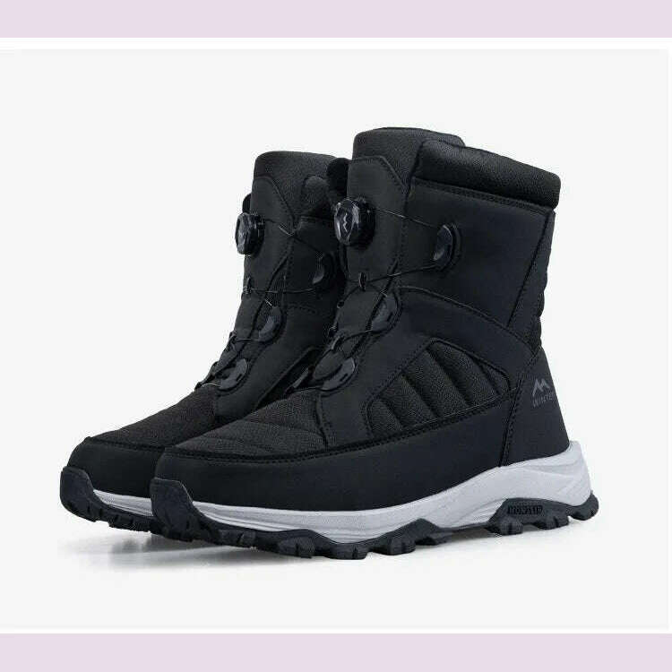 KIMLUD, Men's Snow Boots with Thick Fleece Women Ankle Boots Waterproof and Anti Slip Winter Fashion Travel Big Cotton Shoes Size 36-46, KIMLUD Womens Clothes