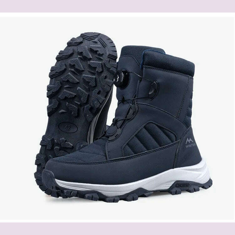 KIMLUD, Men's Snow Boots with Thick Fleece Women Ankle Boots Waterproof and Anti Slip Winter Fashion Travel Big Cotton Shoes Size 36-46, KIMLUD Womens Clothes