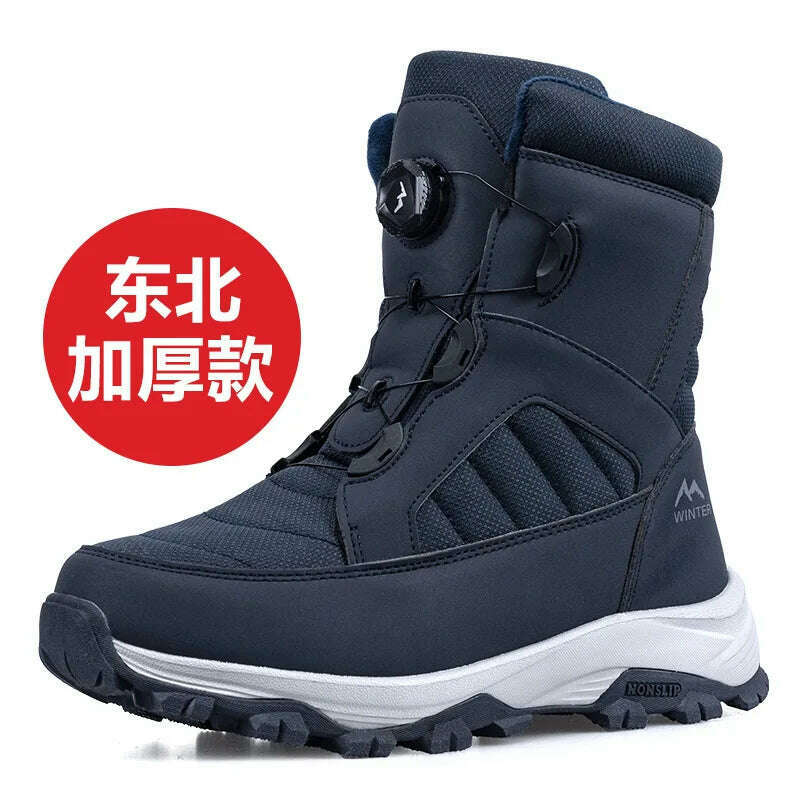 KIMLUD, Men's Snow Boots with Thick Fleece Women Ankle Boots Waterproof and Anti Slip Winter Fashion Travel Big Cotton Shoes Size 36-46, blue / 41, KIMLUD APPAREL - Womens Clothes